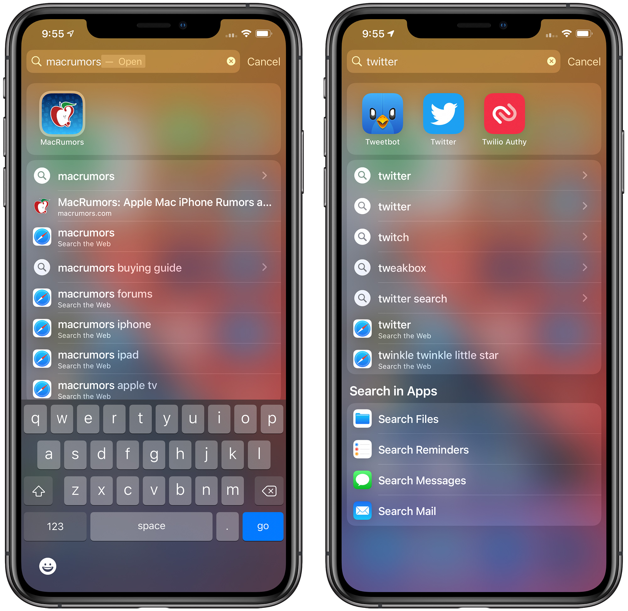 Search in Bar - iOS14 features Search in Bar - iOS14 features