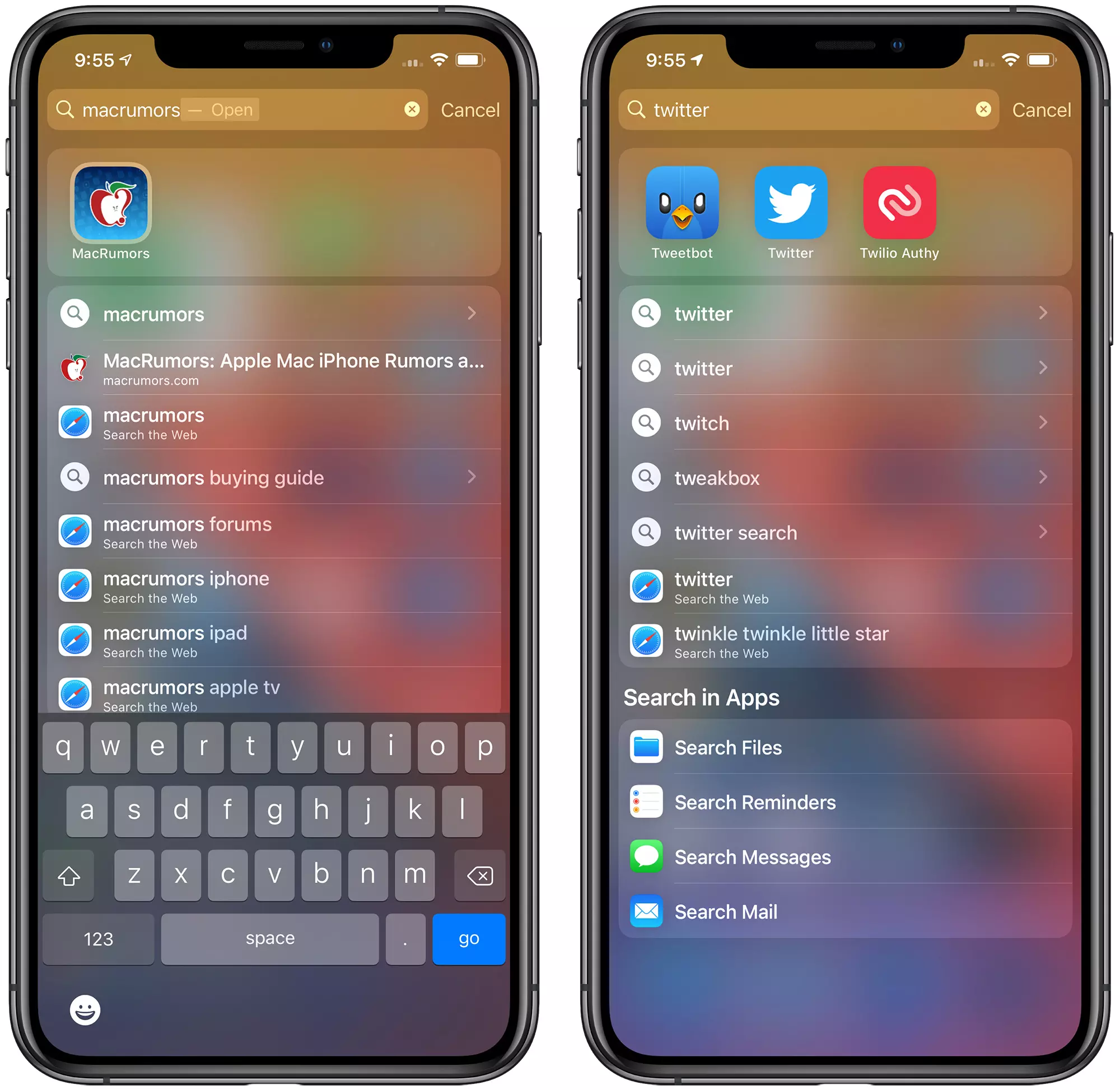 Search in Bar - iOS14 features