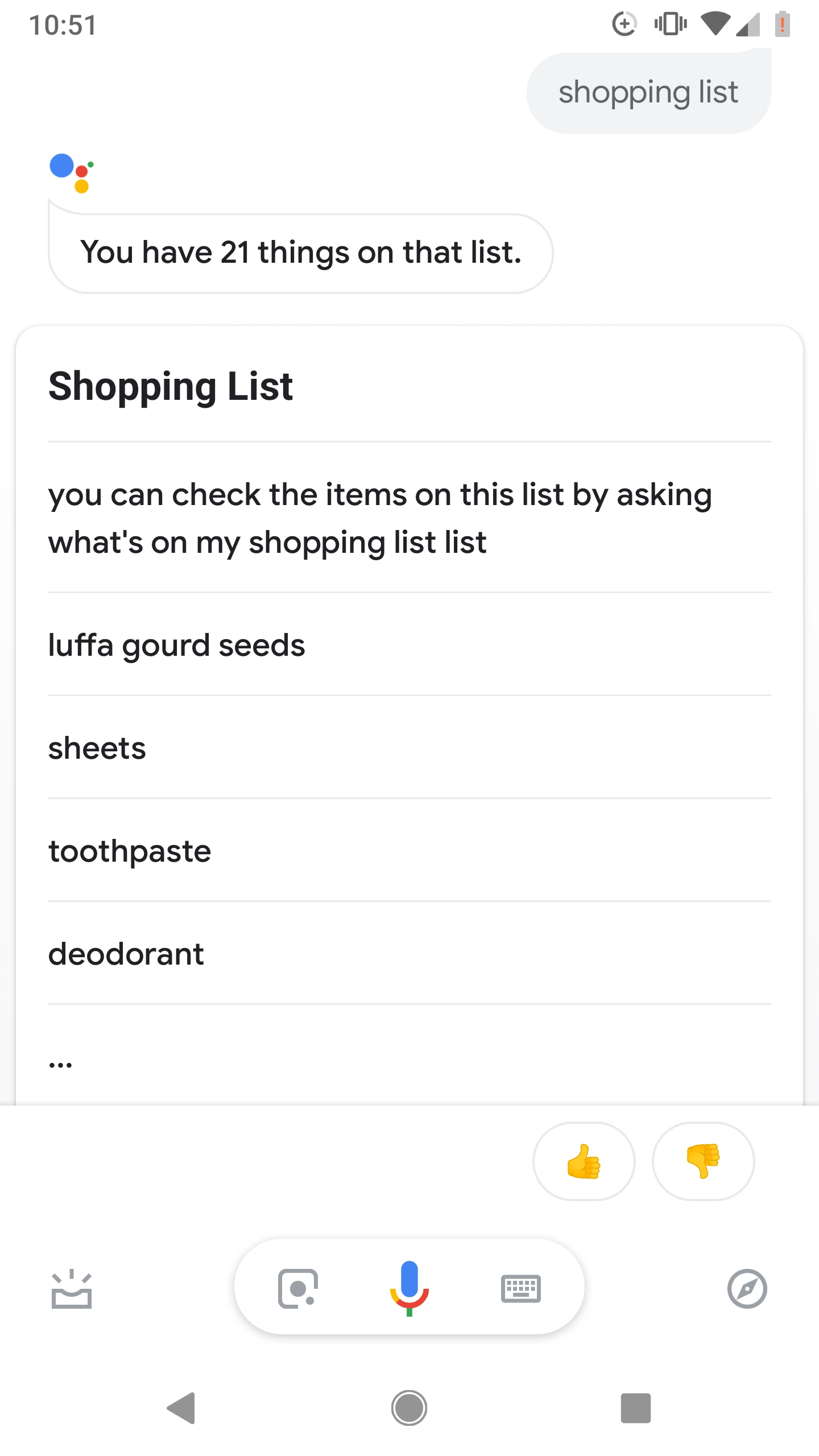 shopping list google home