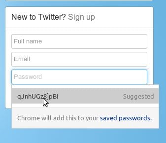 Chrome's suggested password feature Chrome's suggested password feature