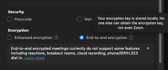 endtoend encrypted zoom meeting