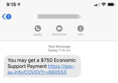 covid financial assistant phishing scam