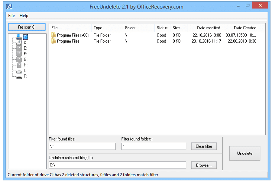 FreeUndelete disk recovery