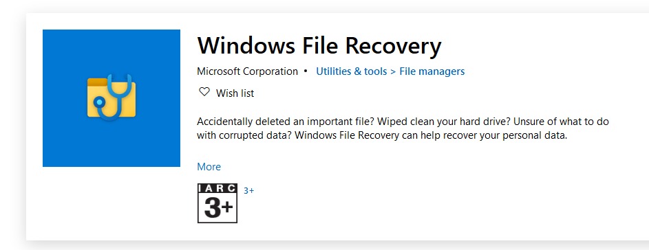 microsoft windows file recovery